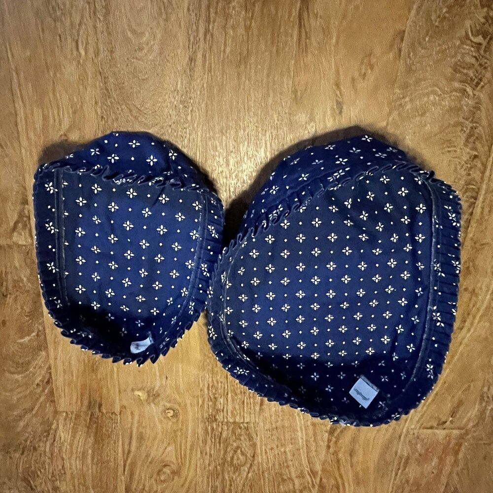 LONGABERGER Heritage Blue UP Ruffle BASKET LINERS Two Size Set